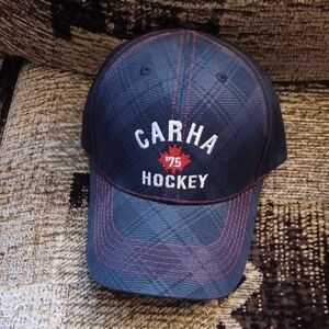 4/$80 New Blue Plaid "CARHA '75 HOCKEY" Cap - Adult O/S